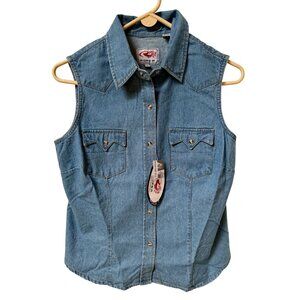 NEW Roper Denim Vest Shirt Woman's Size Medium Pearl Snap Buttons Rodeo Western